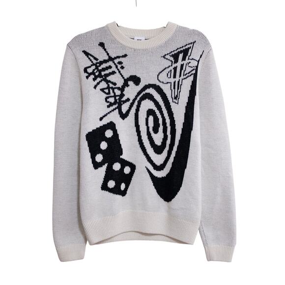 Nike x Stussy Icon Sweater Cream Black Logo Collab Hype Street SZ XS - Picture 1 of 9